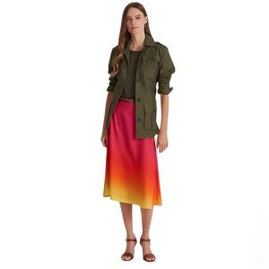 🦋Lauren Ralph Lauren Ombré Linen-blend midi Skirt size-16w